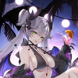 This is a pixiv picture whose title is ナイトプールとアテシちゃん（タペストリー通販案内）.