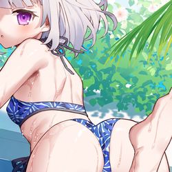 This is a pixiv picture whose title is 南国プールでバカンス中の幼馴染＆配信.