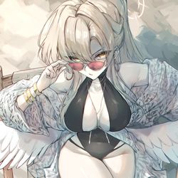 This is a pixiv picture whose title is 水着ナギサ『さま』....