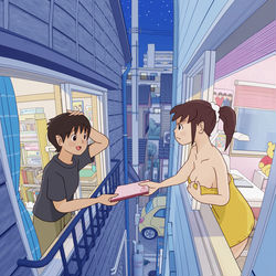 This is a pixiv picture whose title is おーい　ごめん！宿題見せて.