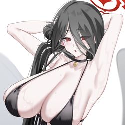 This is a pixiv picture whose title is 羽川ハスミ(水着).