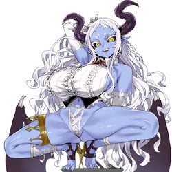 This is a pixiv picture whose title is 青肌魔王様が立体になりました.