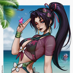 This is a pixiv picture whose title is Breezy Butterfly Psylocke.