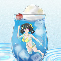 This is a pixiv picture whose title is 🍹ソーダ水の海で泳ごう🍹.