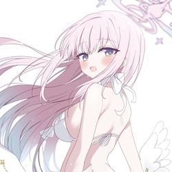 This is a pixiv picture whose title is ミカの羽の付け根が見たい！.
