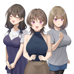 This is a pixiv picture whose title is 渚沢家の 母(39)　長女(19)　次女(18).