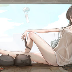 This is a pixiv picture whose title is 猛暑.
