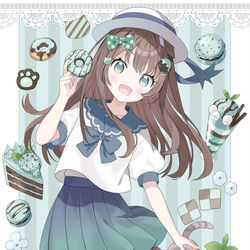 This is a pixiv picture whose title is 🐱🍰🍀.