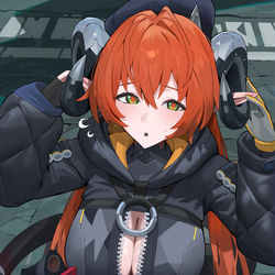 This is a pixiv picture whose title is 「あの..角は敏感なので..」.