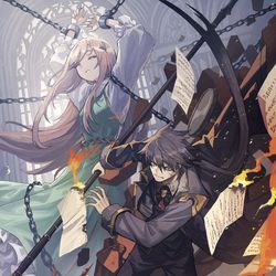 This is a pixiv picture whose title is 【仕事絵】魔王と勇者の戦いの裏で7上.