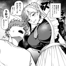 This is a pixiv picture whose title is 実家から送られてきたデカいメイドさん.