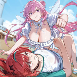This is a pixiv picture whose title is 水着バトル.