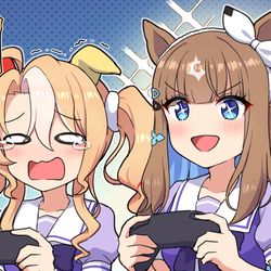 This is a pixiv picture whose title is 親子ゲーム実況でキャラとられる危機に会うパンドラ(ぱかチューブ).