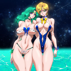 This is a pixiv picture whose title is 水着セーラーウラヌス・セーラーネプチューン.