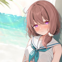 This is a pixiv picture whose title is 暑い砂浜で.