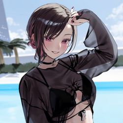 This is a pixiv picture whose title is ｢あは、こういう水着が好きなんだ？｣.