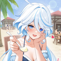 This is a pixiv picture whose title is 芙宁娜 海边约会.