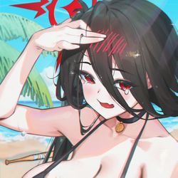 This is a pixiv picture whose title is ハスミ、スイカ割れ失敗！.