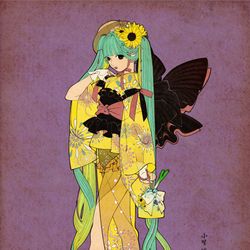 This is a pixiv picture whose title is 【和風】2025年夏ミク.