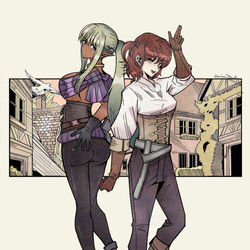 This is a pixiv picture whose title is Melisandre & Railanor （私服Ver).