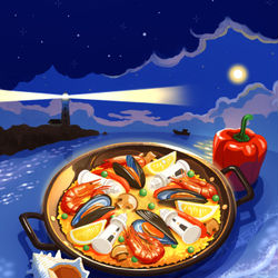 This is a pixiv picture whose title is 『もしも料理店』 装画とモノクロカット.