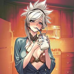 This is a pixiv picture whose title is 🥛.
