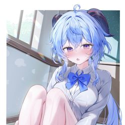 This is a pixiv picture whose title is 制服甘雨ちゃん.