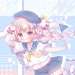 This is a pixiv picture whose title is 「マリンセーラーで出航～っ！🚩⚓」.