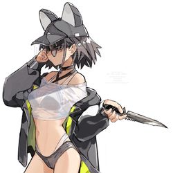 This is a pixiv picture whose title is 水着両儀式.