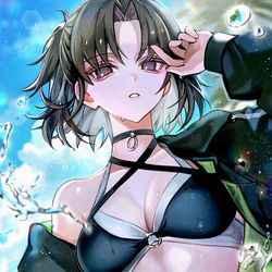 This is a pixiv picture whose title is 水着両儀式.