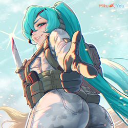 This is a pixiv picture whose title is Hatsune Miku x Battlefield 6.