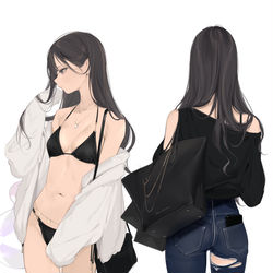 This is a pixiv picture whose title is フルジップデニムガール.