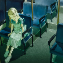 This is a pixiv picture whose title is 夜里，末班车.