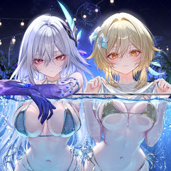 This is a pixiv picture whose title is 金銀ビキニ.