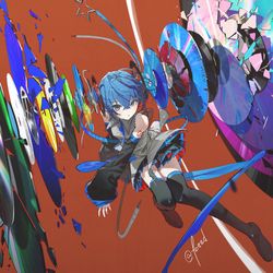 This is a pixiv picture whose title is 黑胶碟片miku.