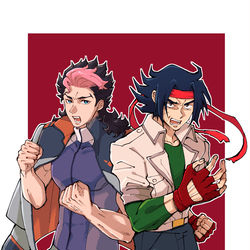 This is a pixiv picture whose title is 熱い男達.