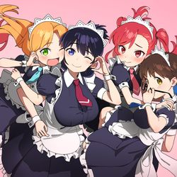 This is a pixiv picture whose title is 💕4 maids.