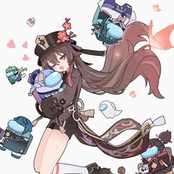 This is a pixiv picture whose title is Among Us ↔️ Genshin Impact.