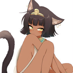 This is a pixiv picture whose title is 褐色エジプト猫耳ロリ.