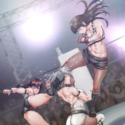 This is a pixiv picture whose title is The Muscle - Double Enzuigiri.