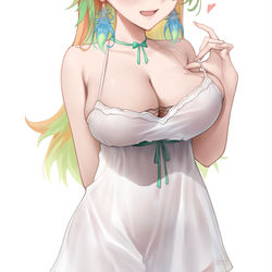 This is a pixiv picture whose title is Wawas in Mori's dress :D.
