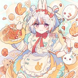 This is a pixiv picture whose title is 🐰×🥞.