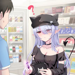 This is a pixiv picture whose title is サキュバスちゃんin現代社会.