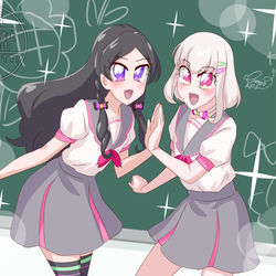 This is a pixiv picture whose title is 夢の学園生活.