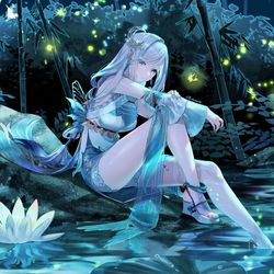 This is a pixiv picture whose title is 【原神】夏衣装の申鶴さん.