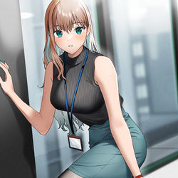 This is a pixiv picture whose title is パンプスを履き直してる時に目が合った.