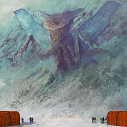 This is a pixiv picture whose title is 『狂気の山脈からの脱出』キービジュアル.