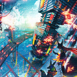 This is a pixiv picture whose title is 交差する道路.