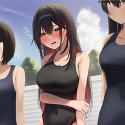 This is a pixiv picture whose title is 「し、視線が・・・///」.