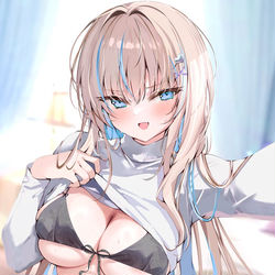 This is a pixiv picture whose title is 下着見せつけ白ギャルちゃん.